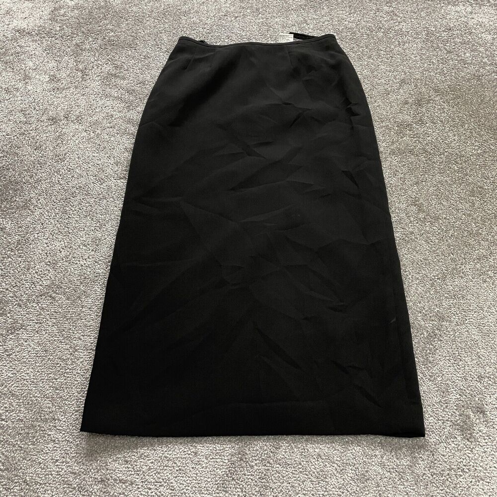 Le Suit Straight Pencil Long Skirt Womens 6 Black Back Slit Zip Workwear Office